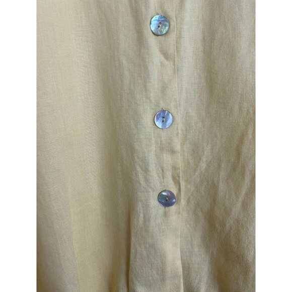 Hot Cotton Women's 100% Linen Yellow Long Sleeve Button Up Shirt Medium - Picture 14 of 14